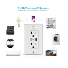 Chine 3.1A sortie usb standard américain amazon alexa wifi faceplate prise de sortie intelligente avec lumière led fabricant