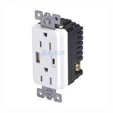 Chine Amérique Canada Prises électriques 125V 15A avec ports de charge USB A et Type C Noyau intégré, chargeur USB de type 120 fabricant