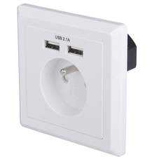 China USB-19B Schuko soquete 86 * 86 tipo de tomada de parede Francês placa Dupla portas USB Carregador fabricante