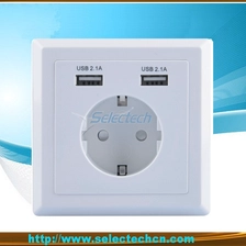 China Duitsland Socket Dual USB Wall plaat Charger USB-20B fabrikant