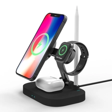 China Foldable 4 In 1 Magnetic MagSafe Wireless Charging Station and Stand Desk Dock for iPhone Apple Watch AirPods and Apple Pencil (MH-Q485) manufacturer