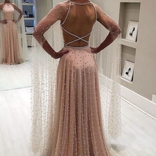 porcelana 2019 nuevo diseño Vestidos de noche con cuentas Vestidos casuales de manga larga para mujer fabricante