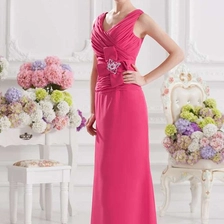porcelana Elegante vestido largo de gasa rosa con cuentas vestido de damas de honor elegante fabricante