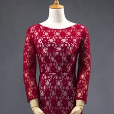 porcelana Vestido de cena de noche rojo de encaje suave de manga larga de alta calidad fabricante