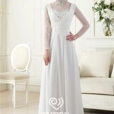 Chiny Najnowsza konstrukcja długi rękaw szyi paciorkami potargał wysokiej szyfonowa suknia wieczorowa muzułmańska producent