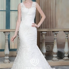 Chiny Pełne gorset w stylu Mermaid guipure rękawów koronki appliqued v-neck i v-back suknia ślubna producent