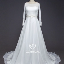 Chine ZZ Bridal 2017 à manches longues ceinture bretelles perlées A-Line robe de mariée fabricant
