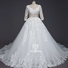 Chine ZZ Bridal 2017 v-cou et v-back dentelle appliqued A-ligne robe de mariée fabricant