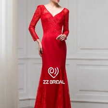 Chine ZZ Bridal 2017 v-cou et v-back dentelle appliqued robe de soirée rouge fabricant