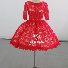 China ZZ bridal 2017 boat neck lace ball gown short evening dress manufacturer