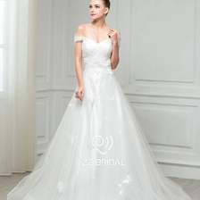 Chine ZZ Bridal 2017 hors épaule froissé et perlée A-ligne robe de mariée fabricant
