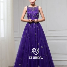 Chine ZZ Bridal 2017 sans manches perles violet A-Line robe de soirée longue fabricant