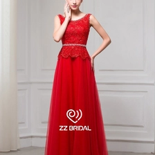 Chine ZZ Bridal 2017 dentelle sans manches appliqued rouge A-Line robe de soirée longue fabricant