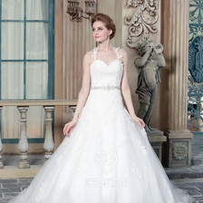 Kiina ZZ Bridal 2017 spagetti vyön helmillä hihna pitsi appliqued-Line hääpuku valmistaja