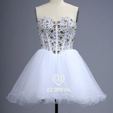 China ZZ bridal 2017 sweetheart neckline strapless beaded short evening dress manufacturer