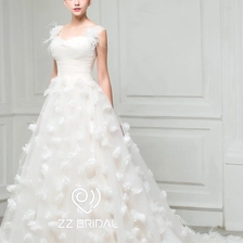Chine ZZ Bridal 2017 fleurs faites main bretelles à volants A-Line robe de mariée fabricant
