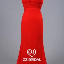 Chine ZZ Bridal Halter perles de mousseline de soie volantes sirène longue robe de soirée fabricant