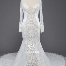 Kiina ZZ Bridal 2017 V-kaula ja pitkähihainen huivi Lace hääpuku valmistaja