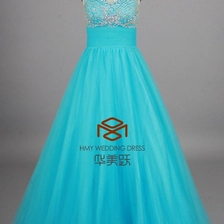 Chine ZZ bridal boat neck sleeveless beaded A-line long evening dress fabricant