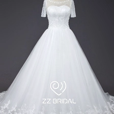 Chiny ZZ bridal new style lace-up short sleeves lace wedding dress producent