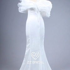 China ZZ bridal off shoulder sleeveless ruffled mermaid wedding dress manufacturer