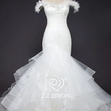 China ZZ bridal off-shoulder strap ruffled mermaid wedding dress manufacturer
