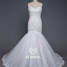 China ZZ bridal sexy sweetheart neckline guipure lace mermaid wedding dress manufacturer