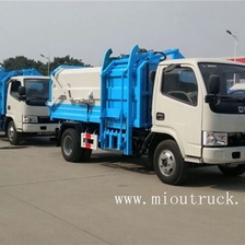 China 4 - 5 tons self-loading garbage truck hanging buckets with compressed garbage truck manufacturer