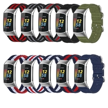 Chine CBFC5-07 Haute Qualité Sangle de montre en nylon en nylon tissé à rayures NATO pour la charge FITBIT 5 Bracelet fabricant