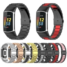 China CBFC5-09 Hot Sale Link Bracelet Solid Metal Stainless Steel Watch Band For Fitbit Charge 5 Straps Wristband manufacturer