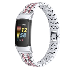 الصين CBFC5-28 لامعة حجر الراين سبائك الزنك watchband ل fitbit تهمة 5 الصانع