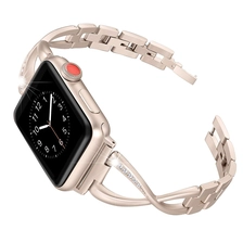 Chiny CBIW1036 Taśmy ze stali nierdzewnej X-Link z Crystal Rhinestone dla Apple Watch Series 1 2 3 4 producent