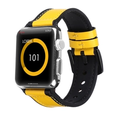 China CBIW35 Contrast Color Design Hybrid Leather Silicone Watch Band For Apple Watch manufacturer