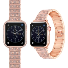 China CBIW459 Rhinestone Metal Bands For Apple Watch Series 6 5 4 3 Smart Watch Straps With Metal Frame manufacturer