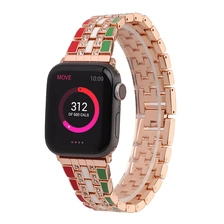 China CBIW461 Flag Style Diamond Metal Watch Strap For Apple Watch Ultra 49mm 8 7 45mm 41mm 6 5 44mm 40mm 4 3 42mm 38mm manufacturer