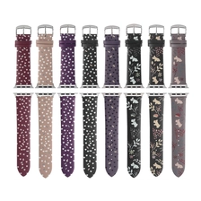 China CBIW513 Pattern Printed Genuine Leather Watch Band For Apple Watch Series 7 SE 6 5 4 3 2 1 manufacturer