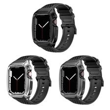 China CBIW542 Replacement Silicone Watch Wrist Strap Band For Apple Watch 44mm 45mm With Metal Protective Case manufacturer