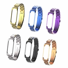 China CBXM403 Mi Band 4 Strap 3-Link Chain Stainless Steel Metal Watch Band manufacturer