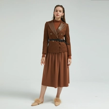 China Casual Women Jacket trimmed with PU Collar China ODM manufacturer