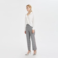 China High-Waist Plaid Pants with Sided Ribbon China ODM manufacturer