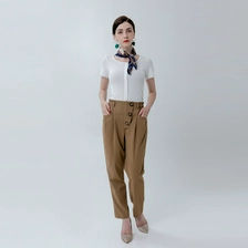 China Ladies High Waist Pant with Flounce Waistband manufacturer