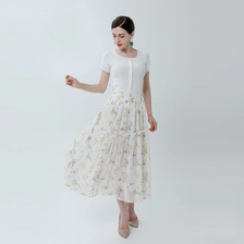 China Damen Rock mit hoher Taille und Blumendruck Hersteller