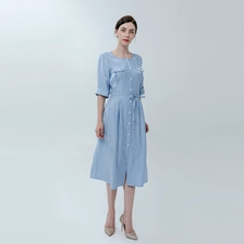 China Damen Midi Glanz Kleid mit Gürtel Hersteller