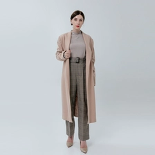 China Ladies Wool Coat with Belt manufacturer