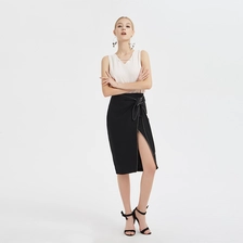 China Laides Tied Belt Split  Skirt China ODM manufacturer