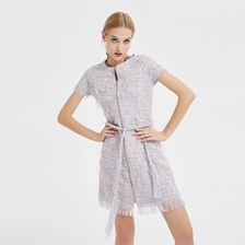 China Tied Belt Tweed Dress China Manufacturer manufacturer