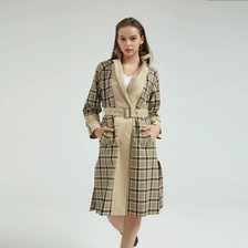 China Women Brown Check Coat China Factory manufacturer