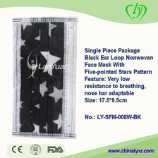 China Single Piece Package Black Face Mask with Five-Pointed Stars Pattern manufacturer