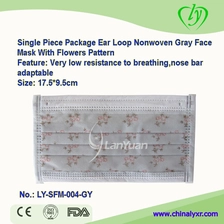 China Single Piece Package Nonwoven Gray Face Mask with Flowers Pattern manufacturer