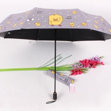 China 2020 Hot sale high quality custom pongee fabric 3fold umbrella promotional rain umbrella manual open gray Hersteller